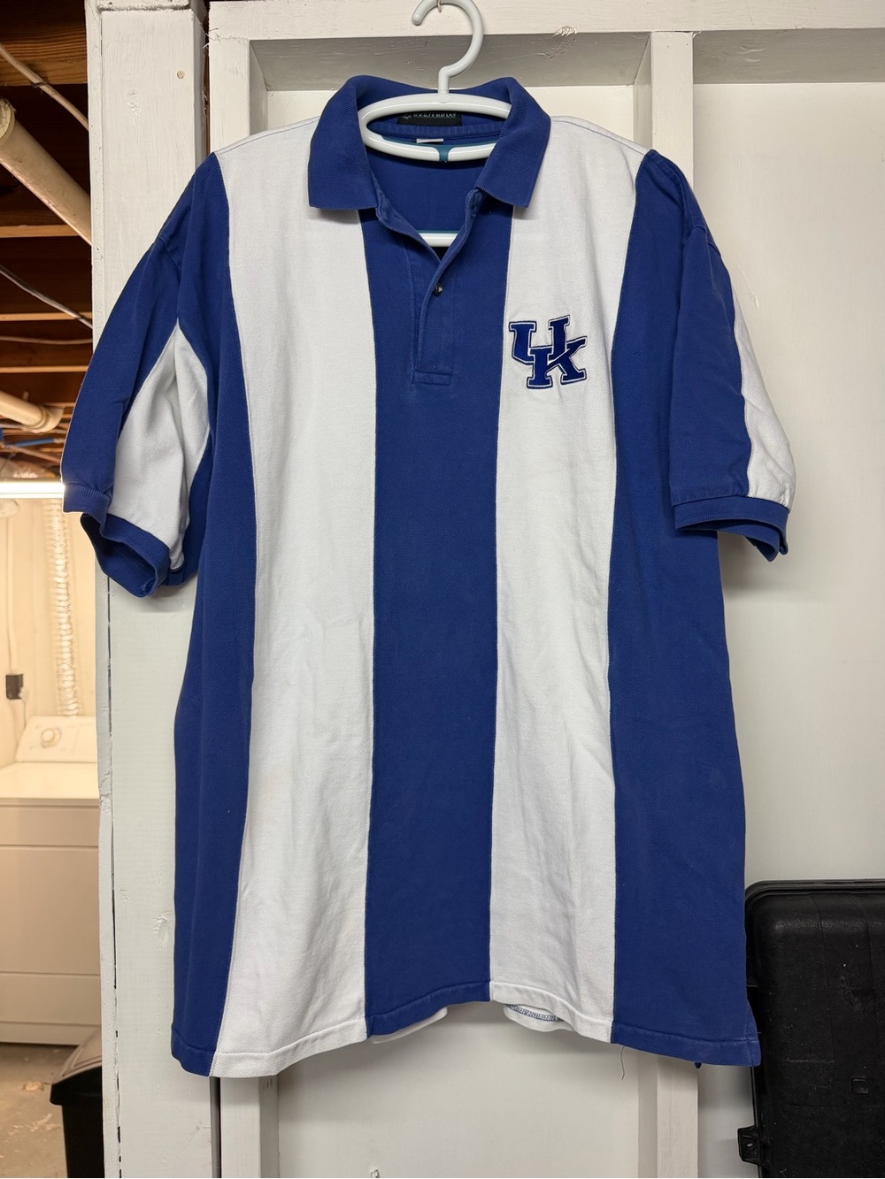 Kentucky Wildcats Vintage Striped Rugby Polo Blue and White XXL
